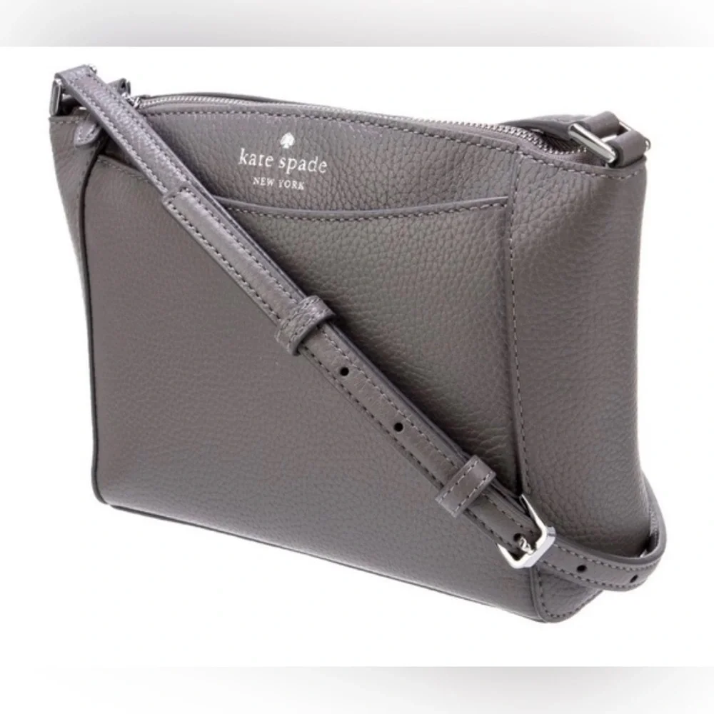 Kate Spade Monica Crossbody grey pebbled leather crossbody purse